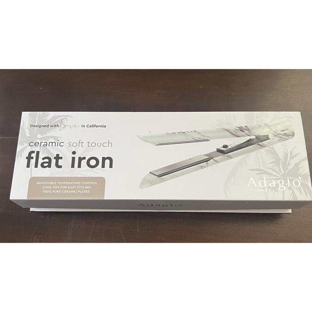 Adagio California Ceramic Soft Touch Flat Iron White Marble